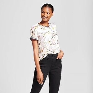 A New Day Top Blouse Large Gold Butterfly See Thru Shirt - L​​​